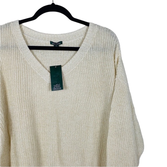 Wild fable plus size knit sweater v neck cream with gold sparkle woman's XXL - Picture 3 of 6
